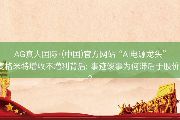 AG真人国际·(中国)官方网站 “AI电源龙头”麦格米特增收不增利背后: 事迹竣事为何滞后于股价?