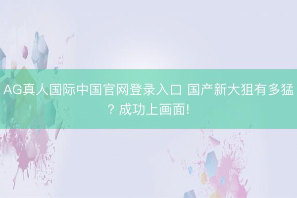 AG真人国际中国官网登录入口 国产新大狙有多猛? 成功上画面!